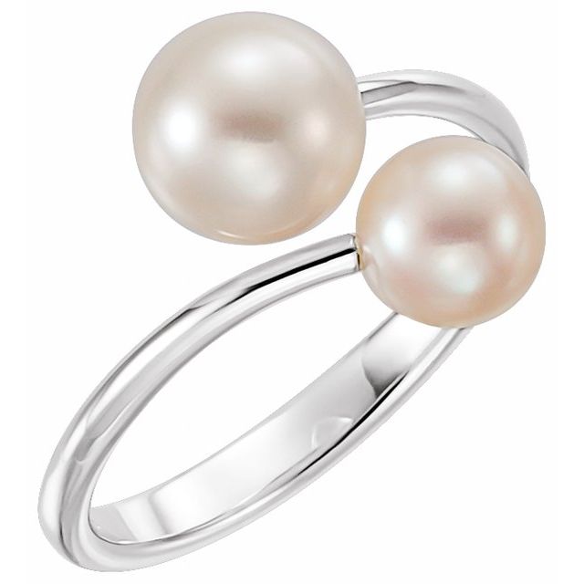 14k White Cultured White Freshwater Pearl Ring
