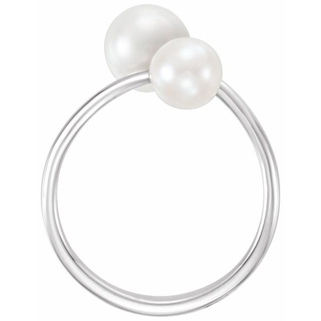 14k White Cultured White Freshwater Pearl Ring