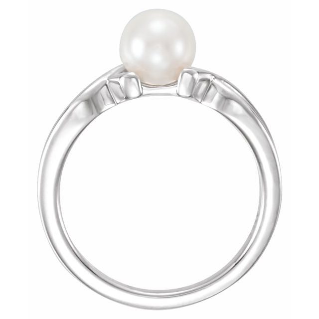 14k White 6.5-7.0 Mm Cultured White Freshwater Pearl Ring