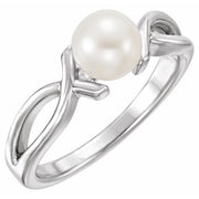 14k White 6.5-7.0 Mm Cultured White Freshwater Pearl Ring