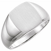 14k White 13x12 Mm Rectangle Signet Ring