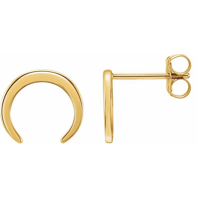 14k Yellow Crescent Earrings