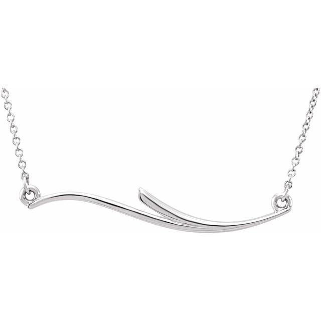 14k White Curvilinear Bar 17 1/2' Necklace
