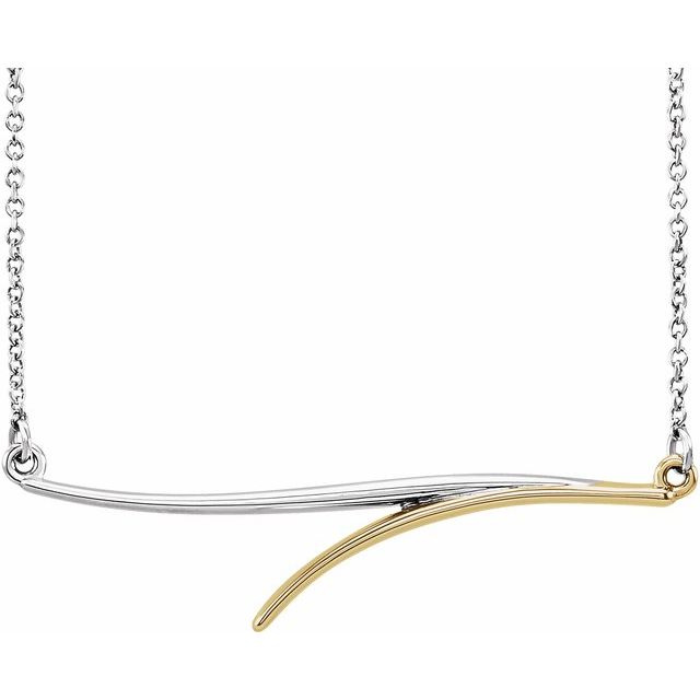 14k White/yellow Freeform Bar 16' Necklace