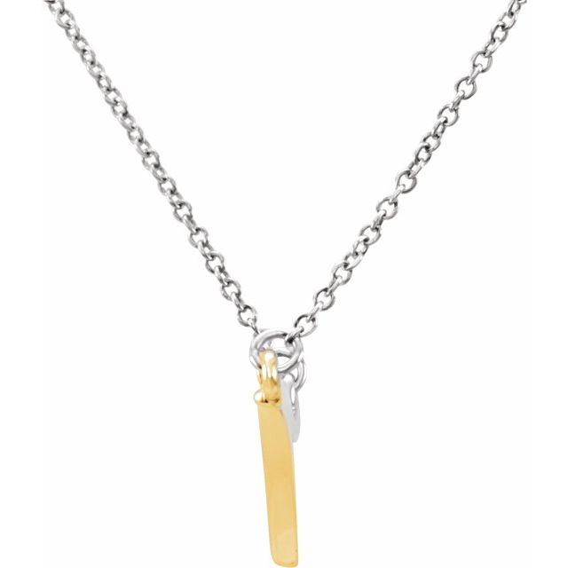 14k White/yellow Freeform Bar 16' Necklace