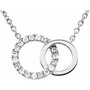 14k White .06 Ctw Natural Diamond Circle 18' Necklace