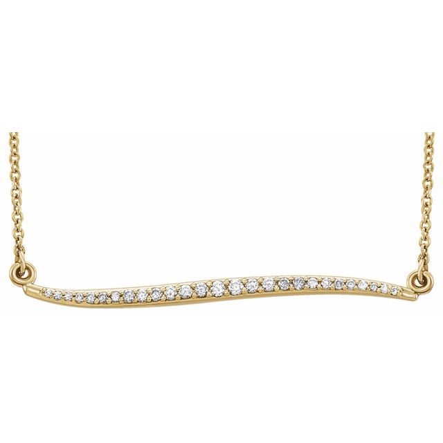 14k Yellow 1/6 Ctw Natural Diamond Bar 17.5' Necklace