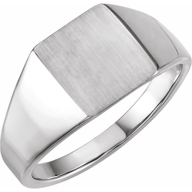 Sterling Silver 12x10 Mm Rectangle Signet Ring