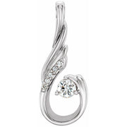 14k White 1/10 Ctw Natural Diamond Pendant