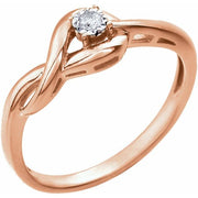 14k Rose .04 Ct Natural Diamond Ring