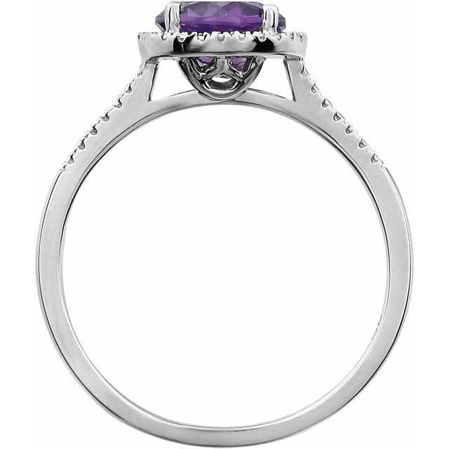 Sterling Silver Natural Amethyst & .01 Ctw Natural Diamond Ring