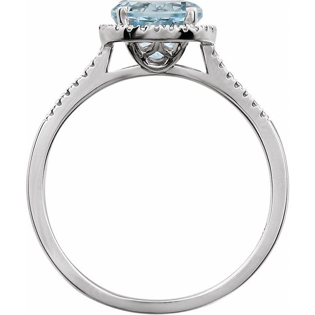 Sterling Silver Natural Aquamarine & .01 Ctw Natural Diamond Ring