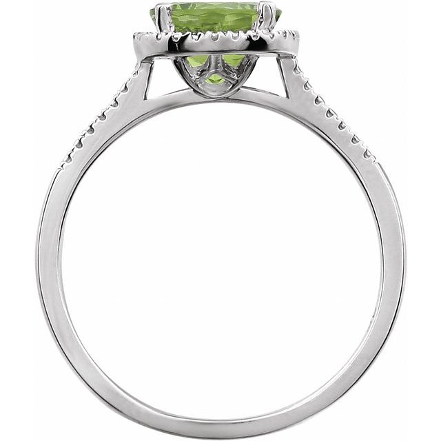 Sterling Silver Natural Peridot & .01 Ctw Natural Diamond Ring