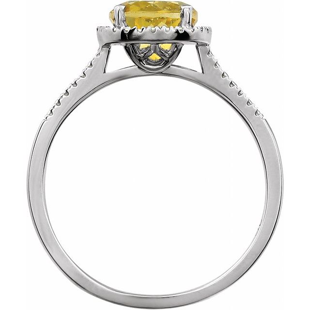 Sterling Silver Natural Citrine & .01 Ctw Natural Diamond Ring