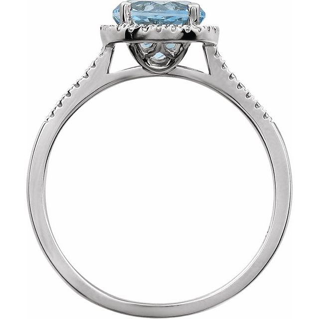 Sterling Silver Natural Sky Blue Topaz & .01 Ctw Natural Diamond Ring