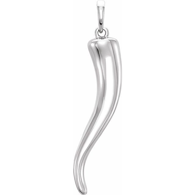 14k White Italian Horn Pendant