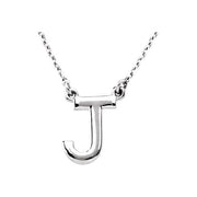 14K White Block Initial J 16' Necklace