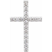 14K White 1/4 CTW Natural Diamond Petite Cross Pendant