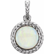 14k White Natural White Opal Pendant