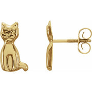 14K Yellow Youth Cat Earrings