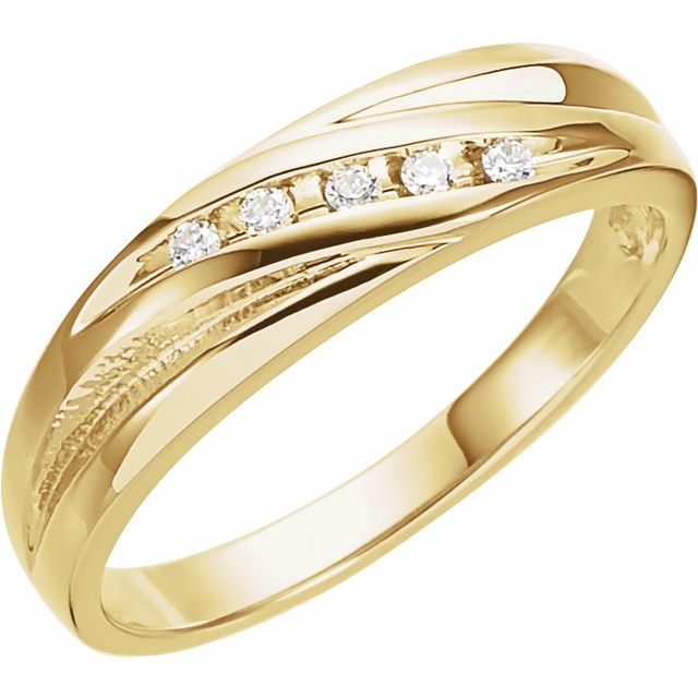 14k Yellow 1/10 Ctw Natural Diamond Channel-set Band