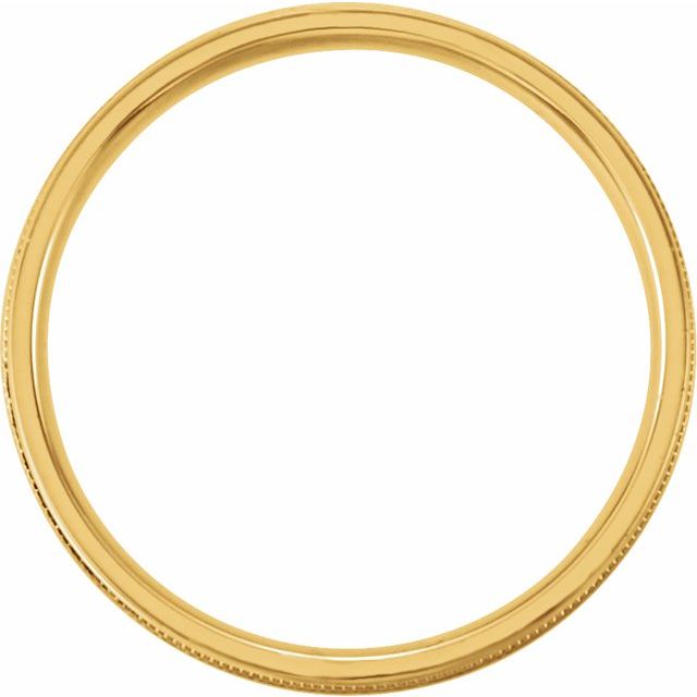 14k Yellow 4 Mm Flat Edge Comfort-fit Band With Milgrain & Satin Finish Size 9.5