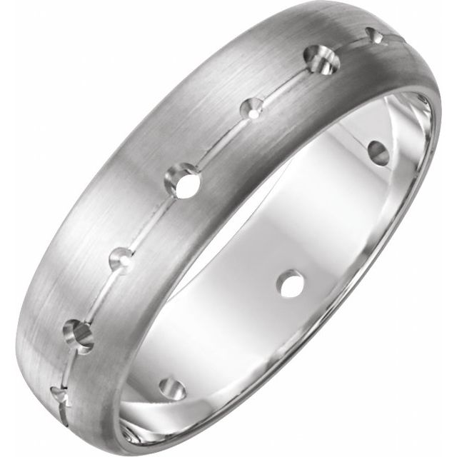 14k White 6 Mm 1/2 Ctw Natural Diamond Grooved Band With Brush Finish Size 7