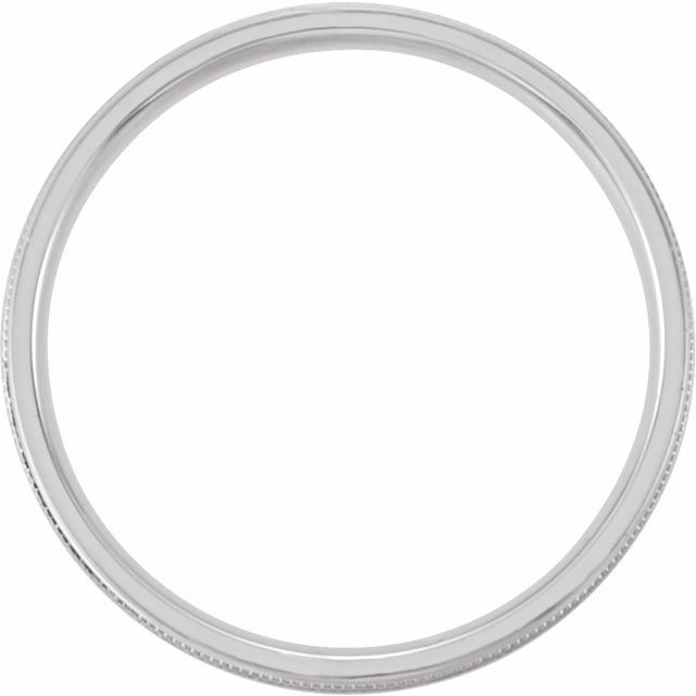 14k White 6 Mm Flat Edge Comfort-fit Band With Milgrain & Satin Finish Size 7
