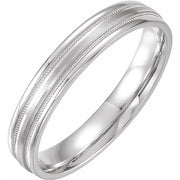 14k White 6 Mm Flat Edge Comfort-fit Band With Milgrain & Satin Finish Size 7