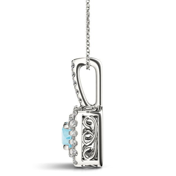 Double Cushion Halo Round Center Pendant