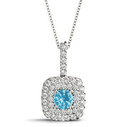 Double Cushion Halo Round Center Pendant