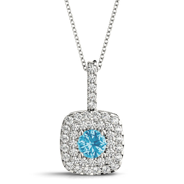 Double Cushion Halo Round Center Pendant