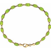 14k Yellow Natural Peridot 7.25' Bracelet