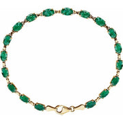 14k Yellow Lab-grown Emerald 7.25' Bracelet