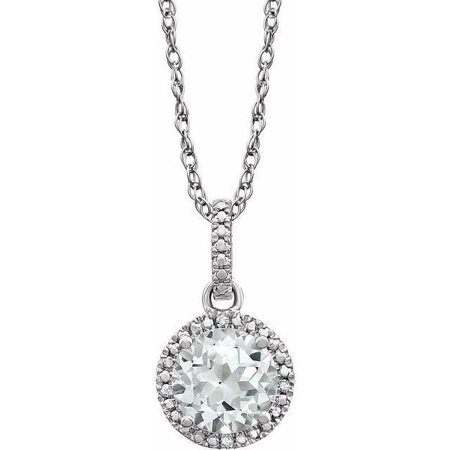 Sterling Silver Lab-grown White Sapphire & .01 Ctw Natural Diamond 18' Necklace