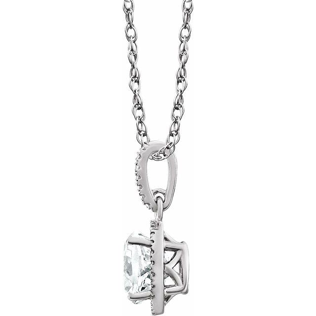 Sterling Silver Lab-grown White Sapphire & .01 Ctw Natural Diamond 18' Necklace