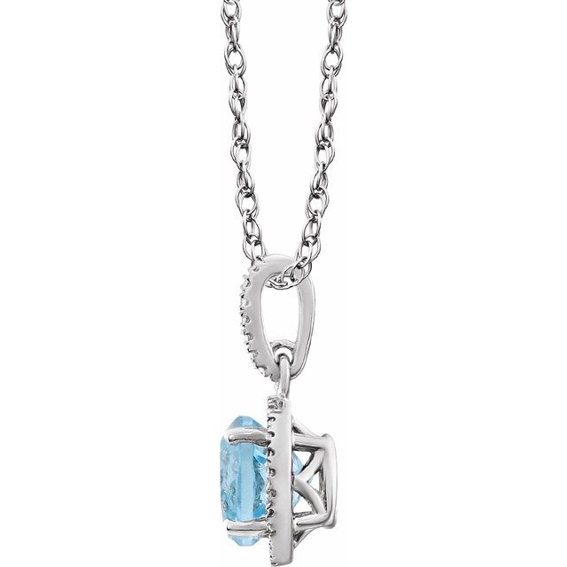 Sterling Silver Natural Sky Blue Topaz & .01 Ctw Natural Diamond 18' Necklace
