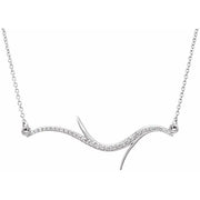 14k White 1/8 Ctw Natural Diamond Freeform Bar 18' Necklace