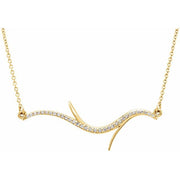 14k Yellow 1/8 Ctw Natural Diamond Freeform Bar 18' Necklace