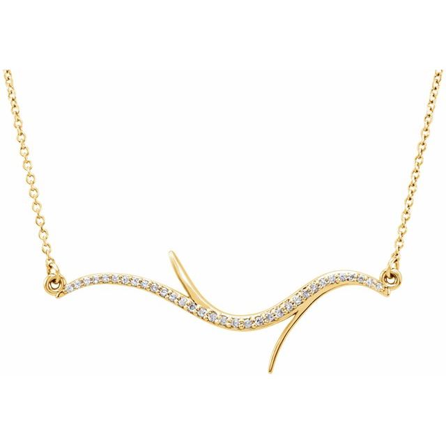 14k Yellow 1/8 Ctw Natural Diamond Freeform Bar 18' Necklace