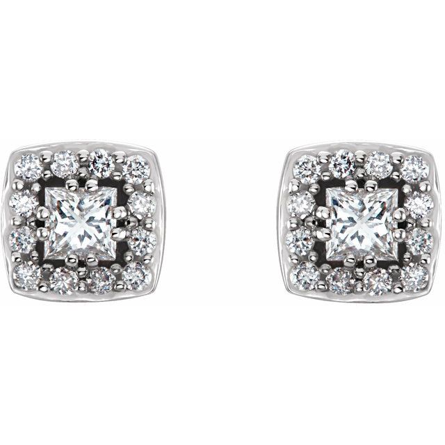 14k White 1/2 Ctw Natural Diamond Earrings