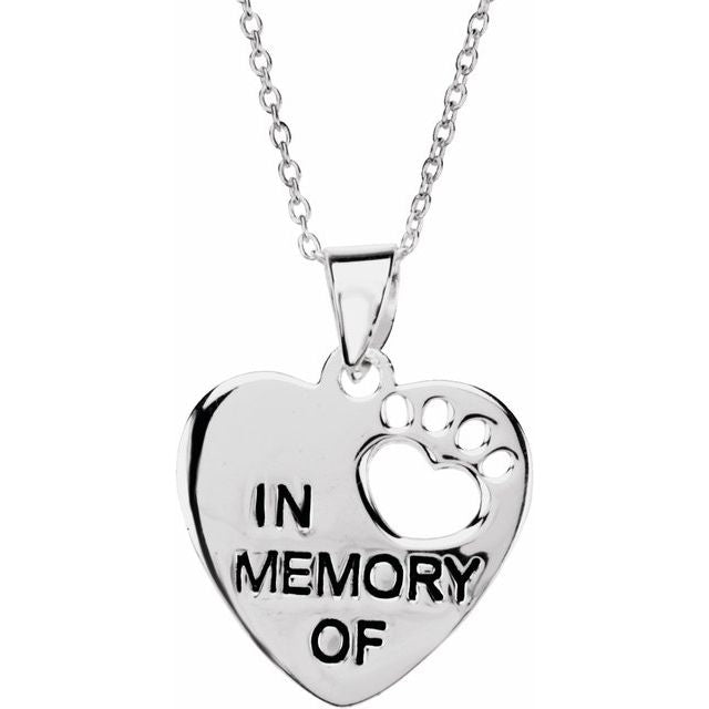 Sterling Silver Heart U Back™ In Memory 18' Necklace