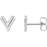 14k White 8 Mm Double V Earrings