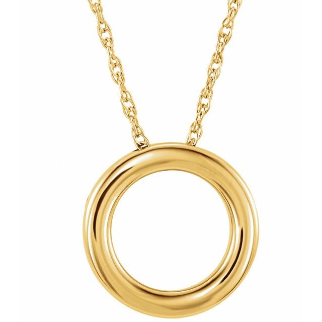 14k Yellow 15 Mm Circle 18' Necklace