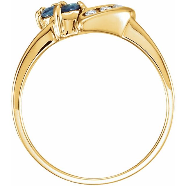 14K Yellow Natural Blue Sapphire & .07 CTW Natural Diamond Ring