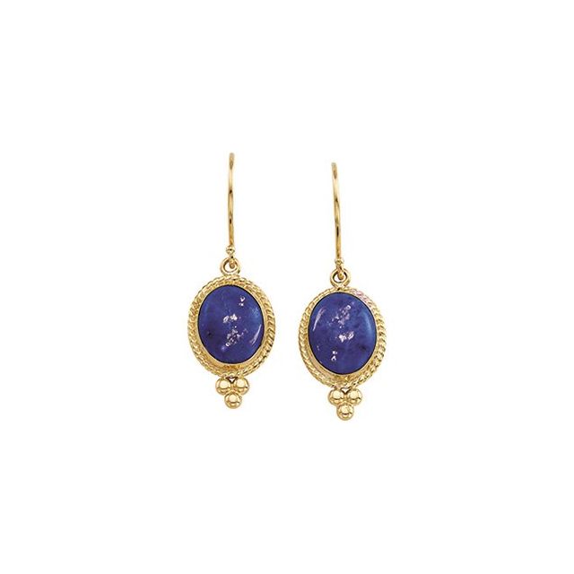 14K Yellow Natural Lapis Earring