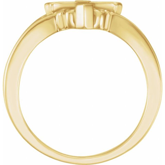 14K Yellow 13 mm Cross Ring