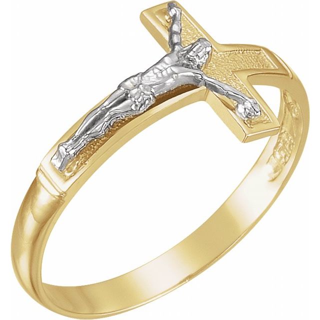14K Yellow/White Crucifix Ring