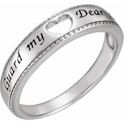 Sterling Silver Guard My Heart Ring Size 7