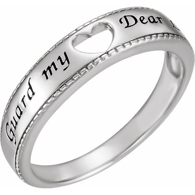 Sterling Silver Guard My Heart Ring Size 7